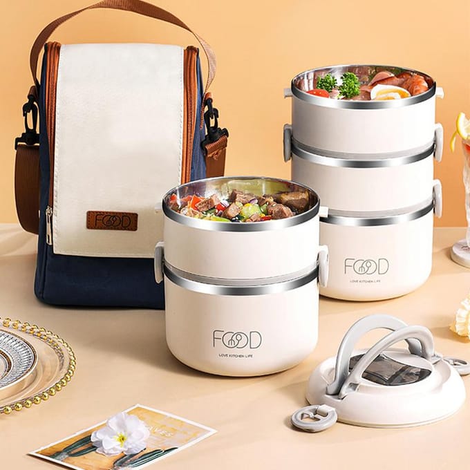 Roestvrij staal draagbare lunchbox Kids School Office Multilayer thermische Bento Box Student grote capaciteit voedselopslagcontainer