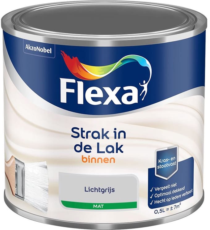 Flexa - Strak In De Lak Binnenlak Mat - Lichtgrijs - Mengverf - 500 Ml