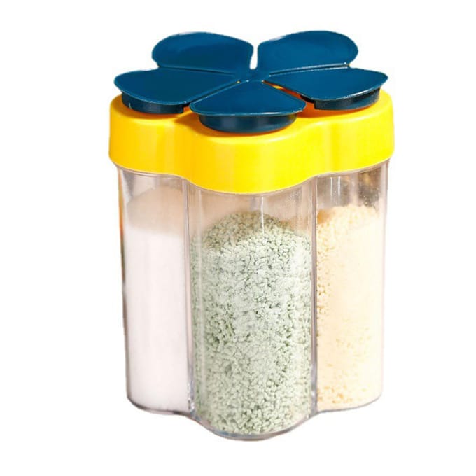 5-in-1 Reis Specerijcontainers Luchtdichte Reis Kruiden Condiment Containers Draagbaar Kamperen Blue yellow