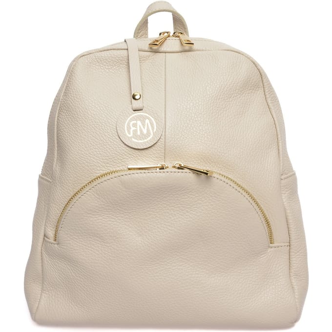 Roberta M Beige Rundleer Tas