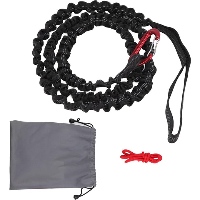 Fiets Sleepkabel Natuurlijke Lengte 1.7m Rekbaar Ontwerp Nylon Legering Draagbaar Mountainbike Slepen zwart