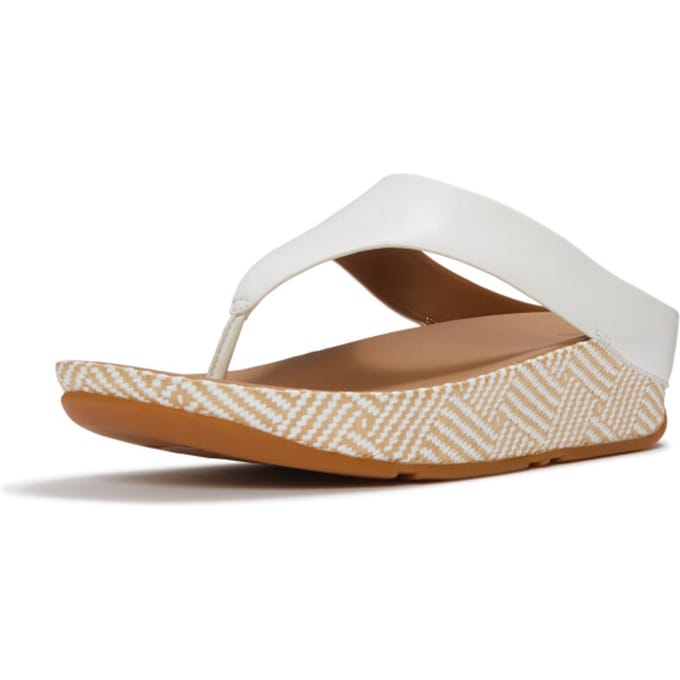 FitFlop Lulu Lux Graphic-Weave Leather Toe-Post Sandals Dames Sandalen - Urban Wit
