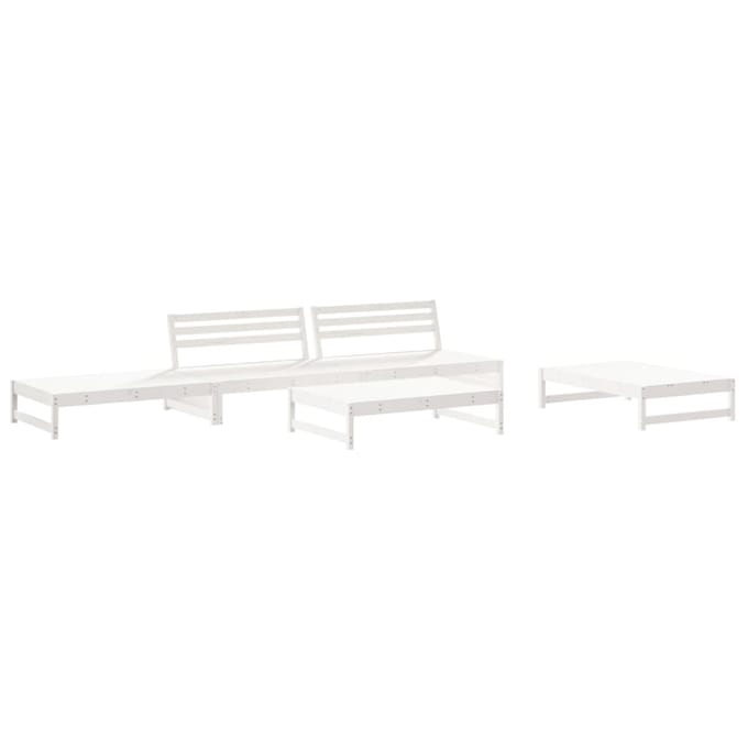 vidaXL - 6-delige - Loungeset - met - kussens - massief - hout - wit