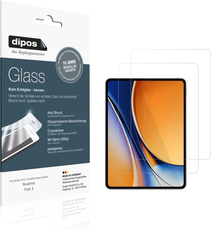 dipos – 2x Pantserfolie geschikt voor Realme Pad 3 | 9H Screenprotector