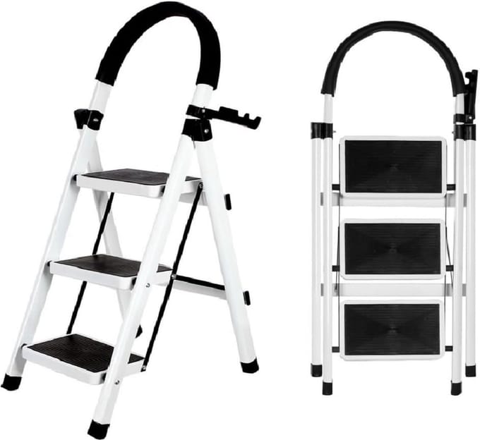 Opvouwbare Trapladder met Werkplatform en Antislip Treden - Sterk en Veilig