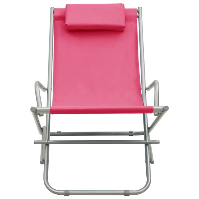 vidaXL - Klapstoelen - 2 - st - staal - roze
