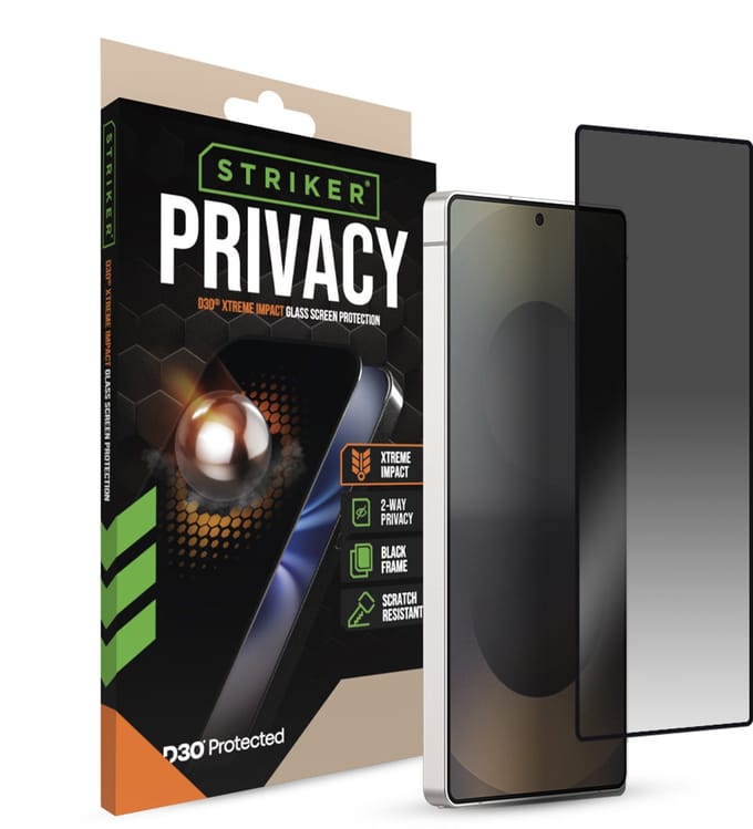 Striker Screenprotector geschikt voor Samsung Galaxy S25 Ultra Glazen | Striker Xtreme Impact Privacy Screenprotector Privacy - Case Friendly - Zwart
