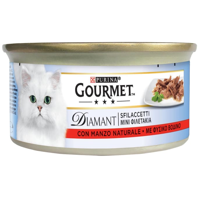 48x85g Natuurlijk Rundvlees Gourmet Diamant Nat voor Katten