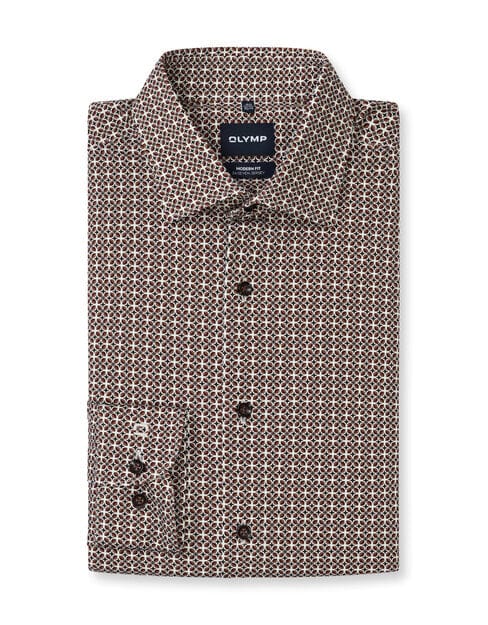 OLYMP Luxor 24/Seven Overhemd, Modern Fit, New Kent, Bruin