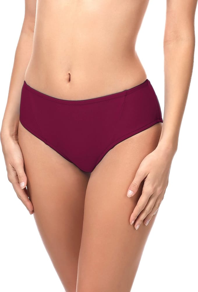 Merry Style Dames Zwembroek - Bikinibroekje - Elastische tailleband – Polyamide & Elastaan – Wijn rood (5288) – 44 - MS-ET-18
