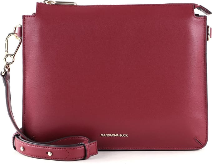MANDARINA DUCK Leren Schoudertas Luna Crossover Rhubarb Donkerrood