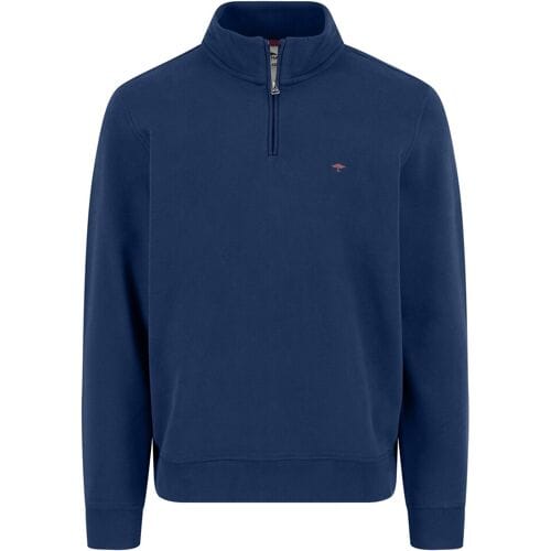 Fynch-Hatton Trui Uni Color Sweat Troyer Zip Midnight / male