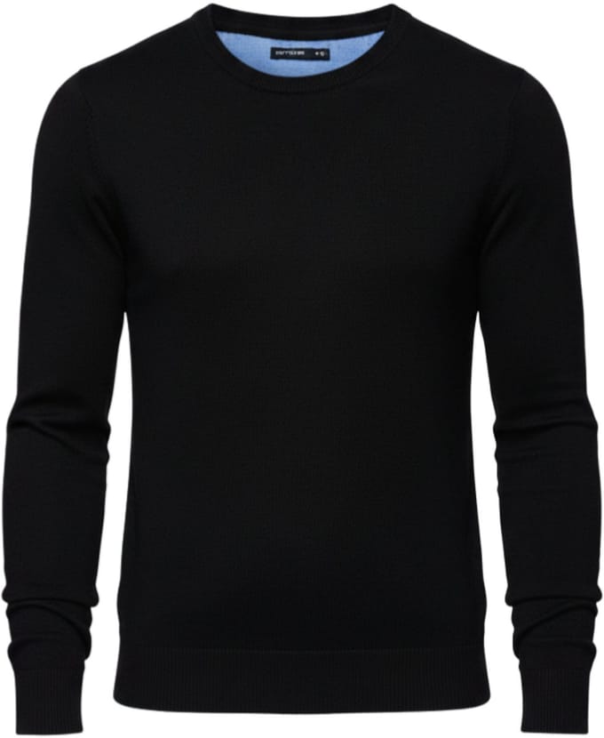 OMBRE Trui - Regular Fit - Viscose - Lange Mouw Zwart M