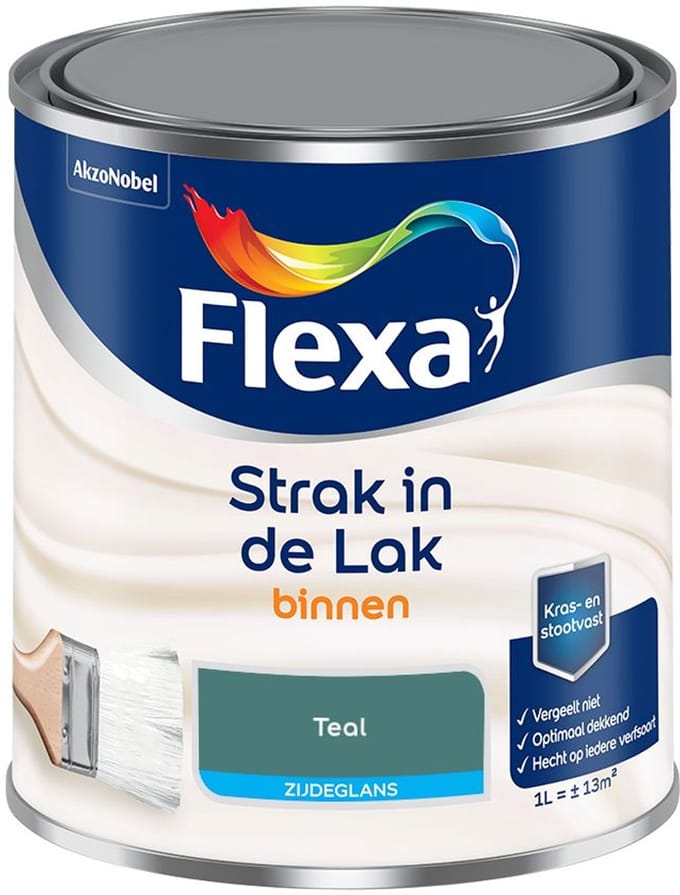 Flexa - Strak In De Lak Binnenlak Zijdeglans - Teal - Mengverf - 1 L
