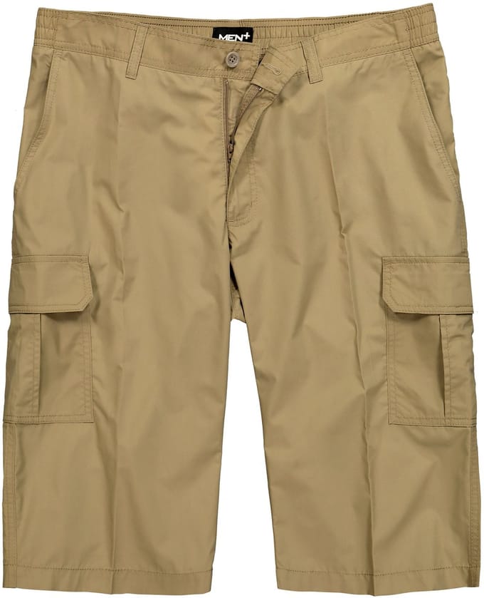 Men Plus - Heren - Cargo-capri UV- muggenschild elastische tailleband - Cement - Maat L