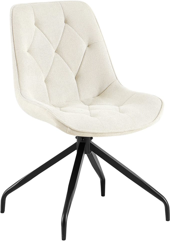 360° draaistoel met rugleuning – Gestoffeerde eetkamerstoel – Beige Zwart