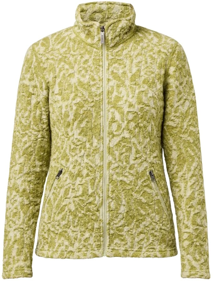 Ivanhoe dames wollen full-zip vest Tuva Jaquard Golden Lime - Groen
