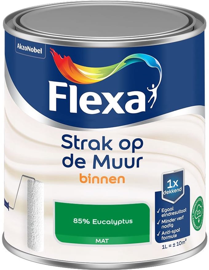 Flexa - Strak Op De Muur Binnen Mat - 85% Eucalyptus - Mengverf - 1 L