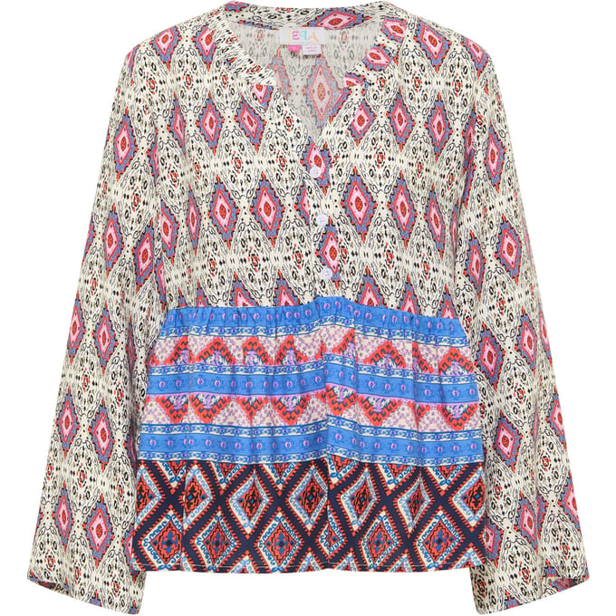IZIA Tuniek blouse Dames Blauw Veelkleurig