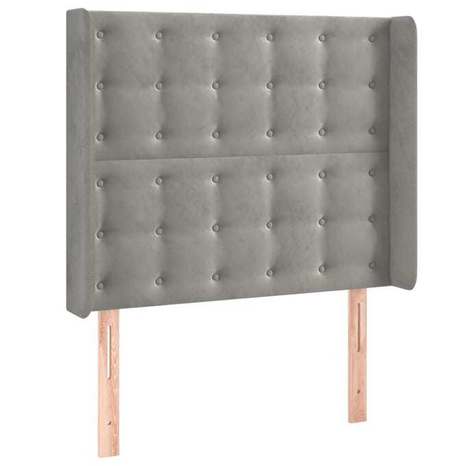 vidaXL - Hoofdbord - LED - 83x16x118/128 - cm - fluweel - lichtgrijs