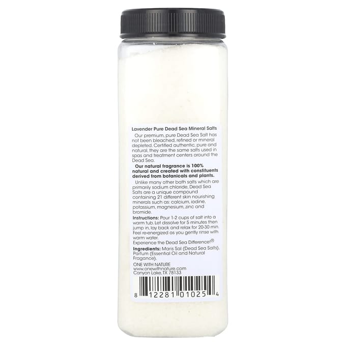 One with Nature, Spa de la Mer Morte, Sel Minéral, Relaxant, Lavande, 907g (32oz) gray