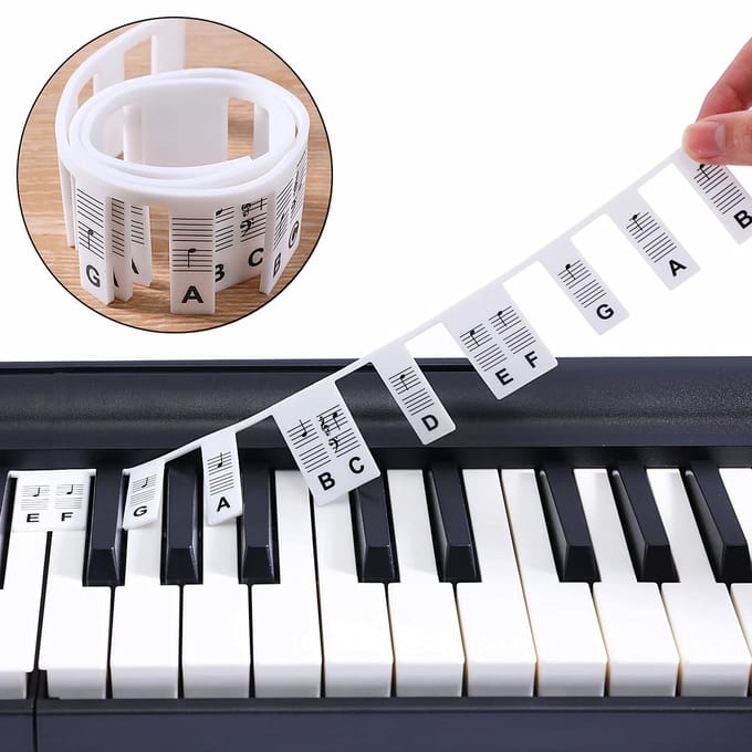 Verwijderbare piano- en toetsenbordlabels 61 toetsen Wit