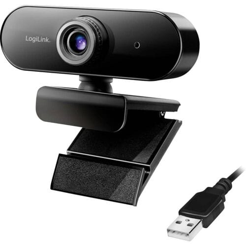 LogiLink Pro full HD USB webcam with microphone Full HD-webcam Klemhouder, Microfoon