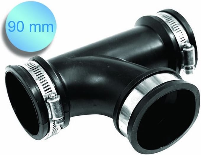 Aquaking Pipeconx Rubber T stuk 90 mm - Rubber - PVC - Koppeling