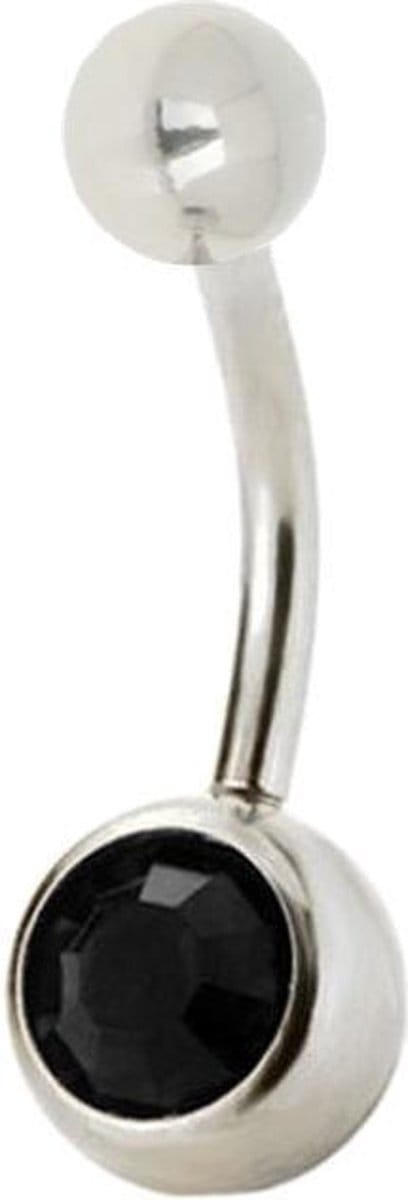 Fako Bijoux® - Navelpiercing - Classic - Kristal - Zwart