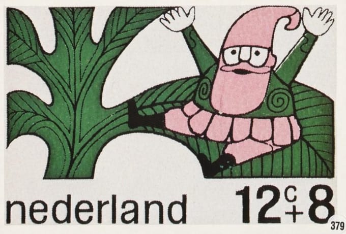 Briefkaart met afbeelding Kabouter postzegel