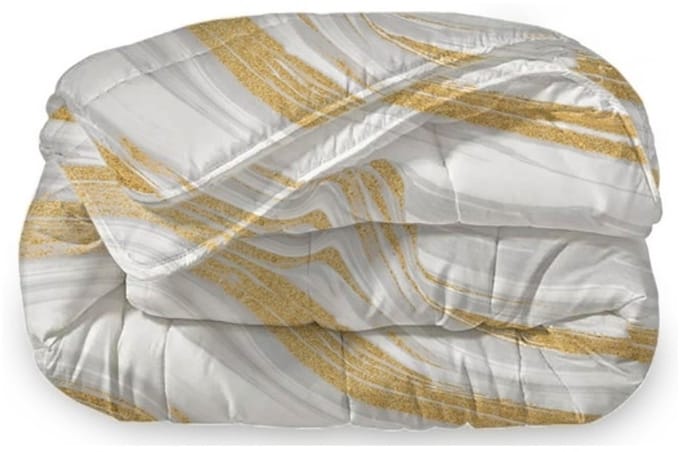 Dekbed Zonder Overtrek 140x200 cm + 1 Kussensloop - Marble White Gold - Easy Dekbed - Warmteklasse 2