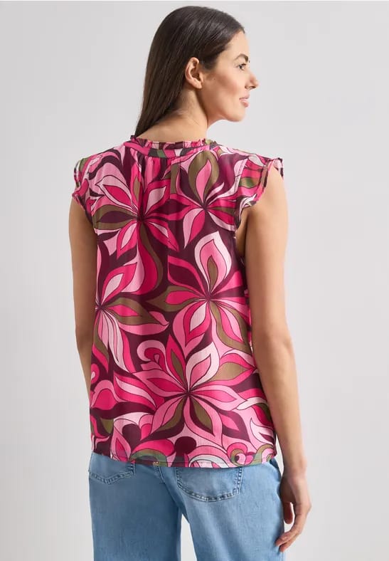 Chiffon bloes met gespleten hals