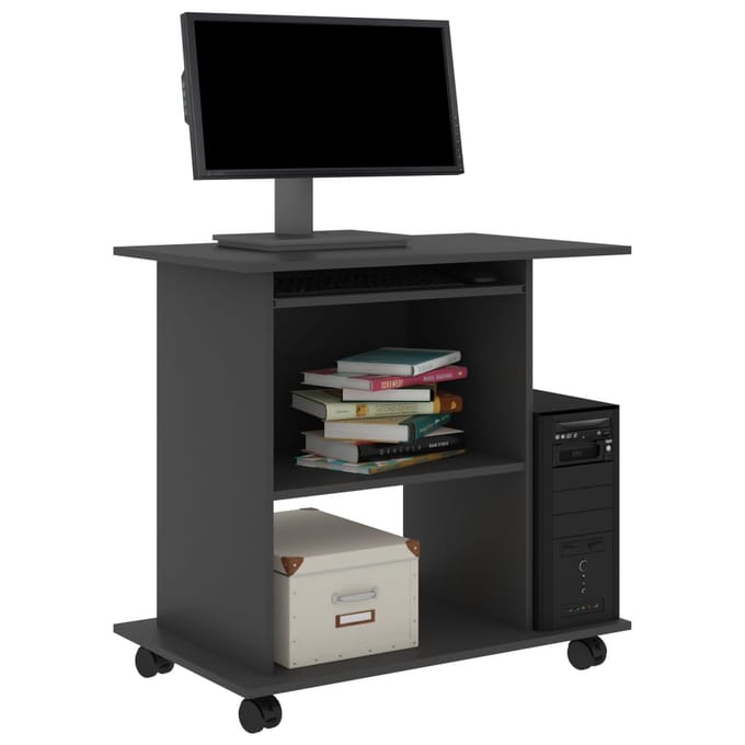 vidaXL - Computerbureau - 80x50x75 - cm - spaanplaat - grijs