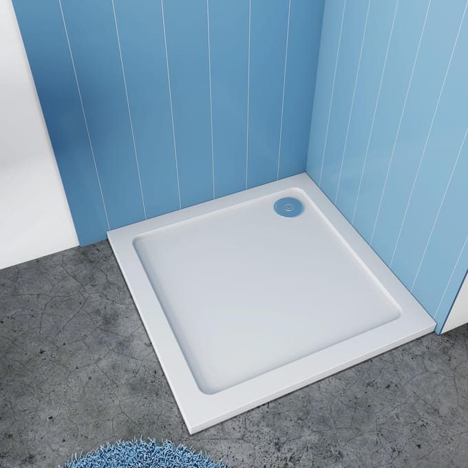 Serie Daisy - Douchebak - Wit - 80x80 - Vierkant - Polystone - Excl. Sifon Daisy