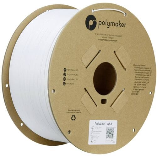 Polymaker PF01021 White Filament ASA UV-bestendig, Weerbestendig, Hittebestendig, Slagvast 1.75 mm 3000 g Wit PolyLite™ 1 stuk(s)
