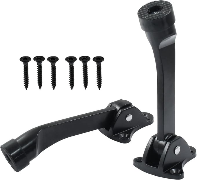 Set van 2 Zware Deurstoppers - Kickdown met Antislip Rubber - Zwart