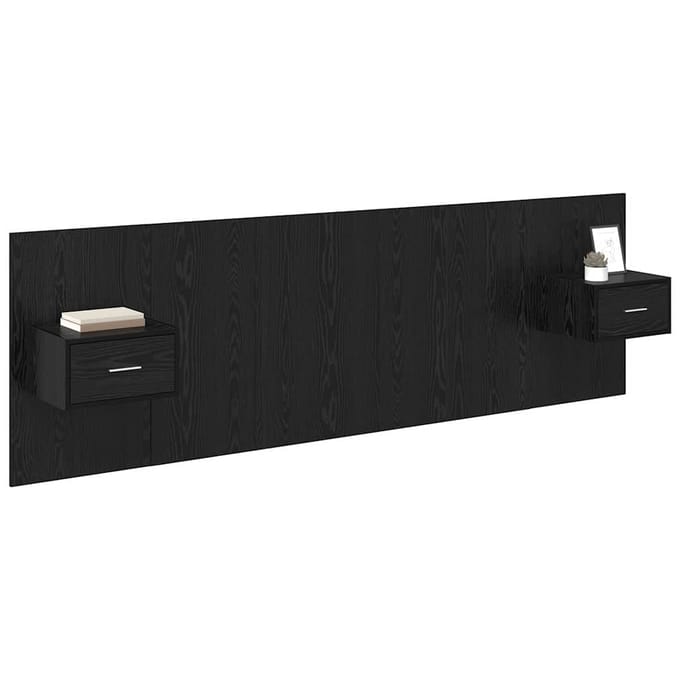 vidaXL - Hoofdeinde - Met - Kast - 3 - st - Zwart - Eiken - Bewerkt - hout