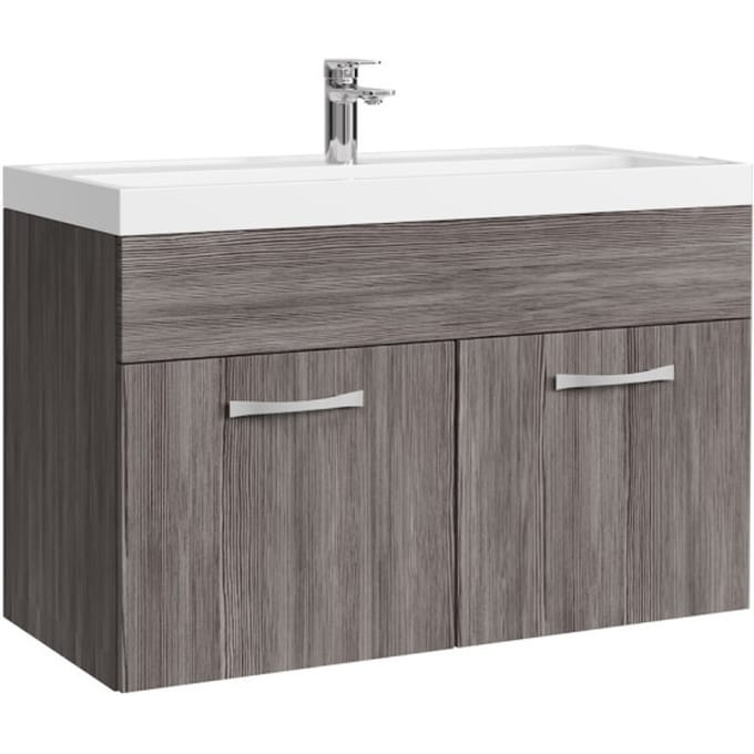 Badplaats Badkamermeubel Set Paso 01 80 x 40 cm – Grijs Eiken – Badmeubel met Wastafel