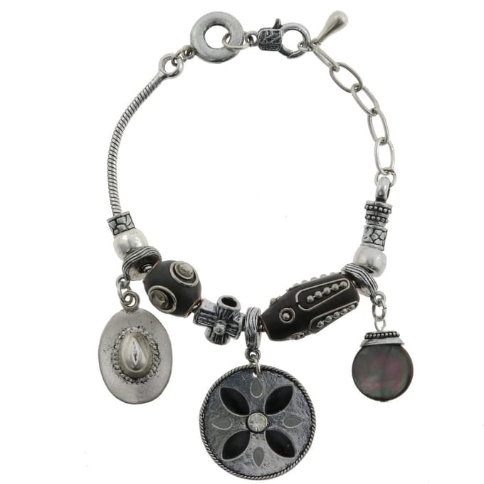 Behave - Armband - zilverkleur grijs - boho bedels - 18 cm