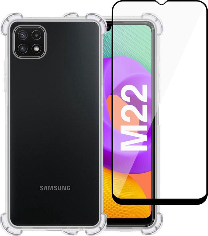 Hoesje geschikt voor Samsung M22 Extra Sterke Case Transparant - Screenprotector Full