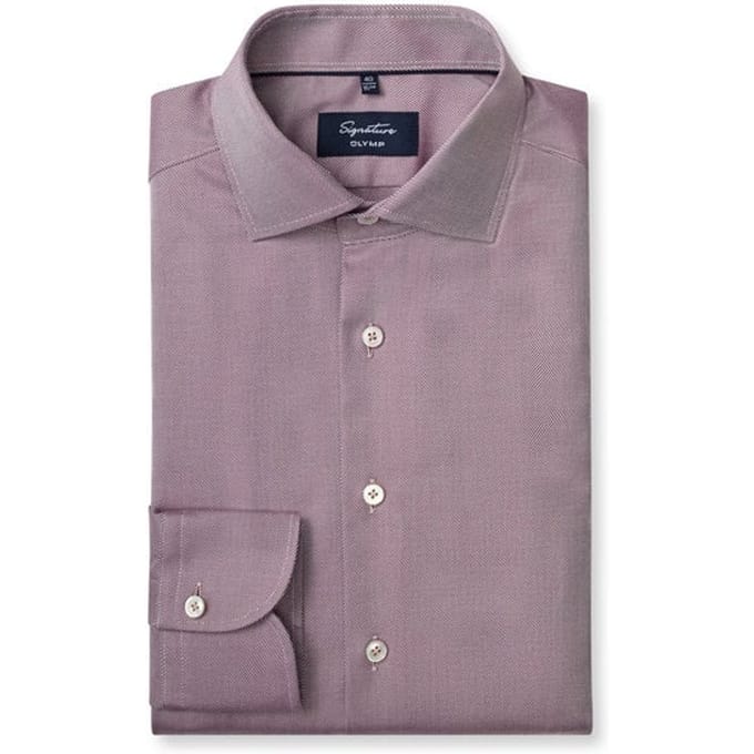 OLYMP Signature Overhemd, Tailored Fit, Signature Kent, Bordeauxrood