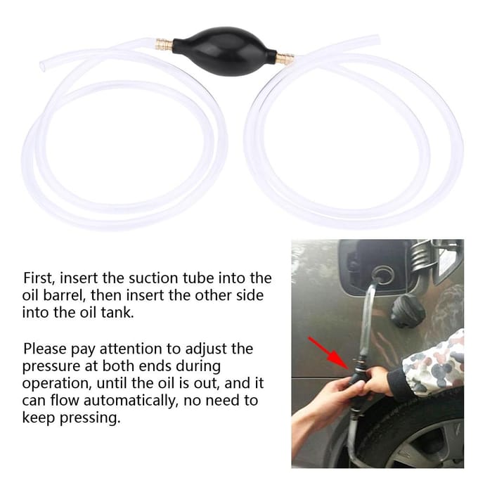 Brandstof Ontluchter Hand Sifonpomp Benzine Benzine Diesel Vloeistof Water Overdrachtsslang wit
