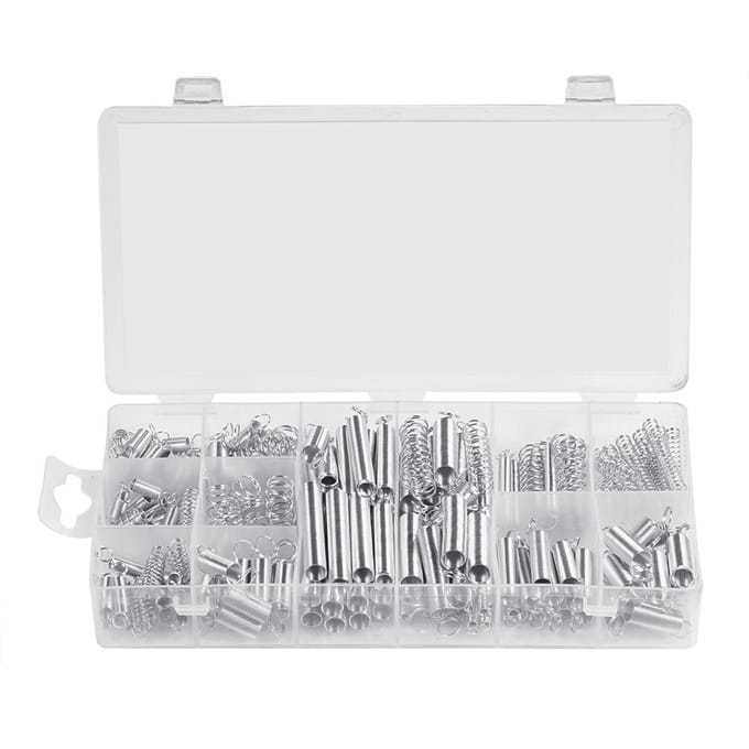 200 stuks/set 20 maten verleng-drukveren assortiment metalen verenset met doos white