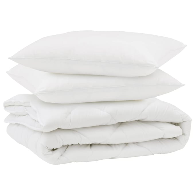 vidaXL - Dekbed - met - kussen - 3 - st - Wit - Microvezel