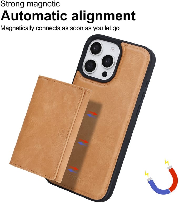 TUNIQ Back cover - iPhone 16 Pro Max - Gold - Afneembare pasjeshouder - Slank design