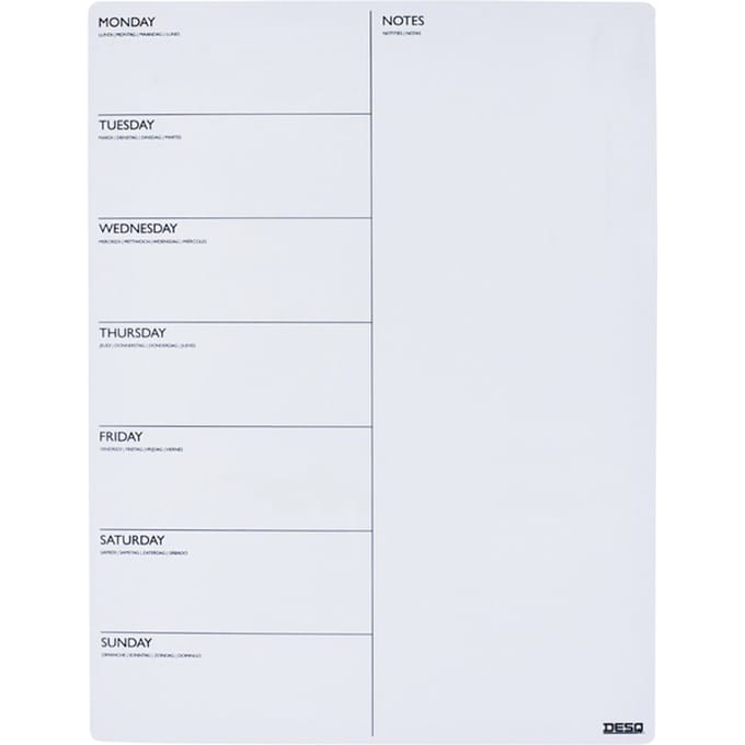 DESQ® Weekplanner - 40 x 30 cm - A3 | 5 magneten| Whiteboard marker | Magnetisch | Droog uitwisbaar | Nederlands