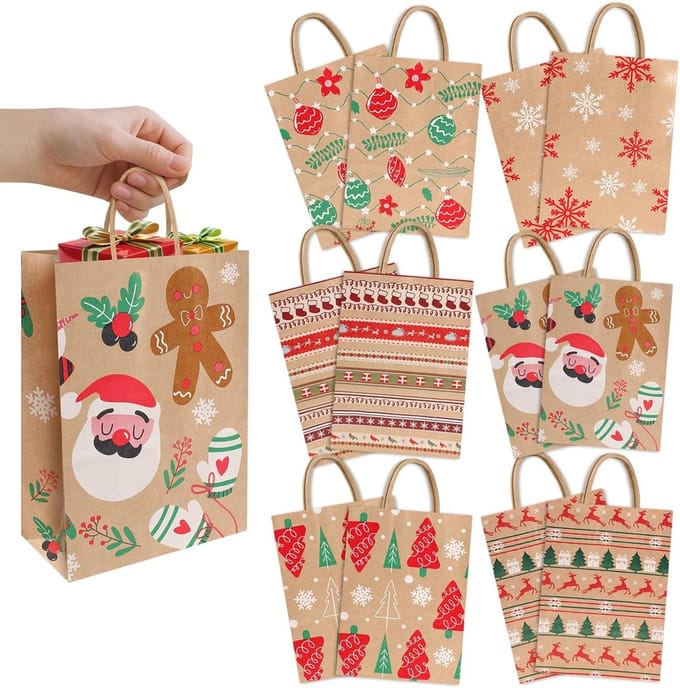 Solidchoice - Set van 12 Herbruikbare Kerst Cadeautassen