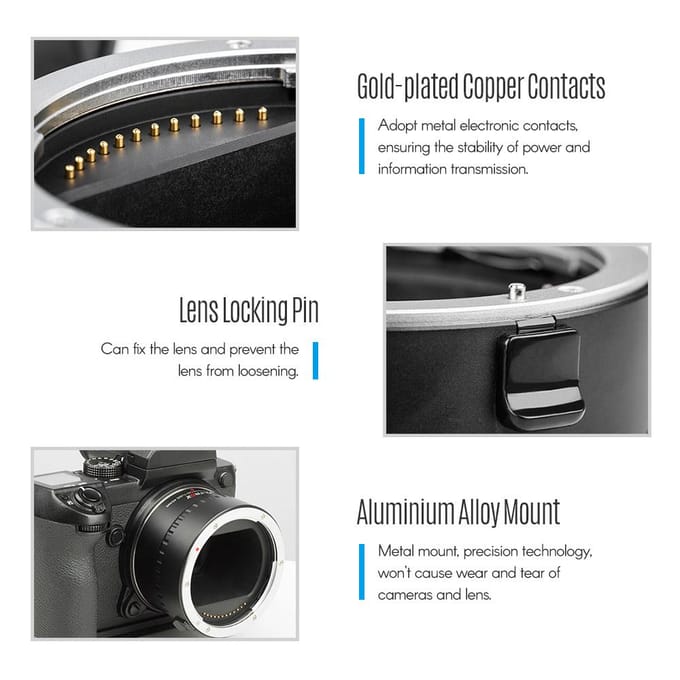 Viltrox DG-GFX 45 mm automatische elektronische macro-verlengbuisadapterring zwart
