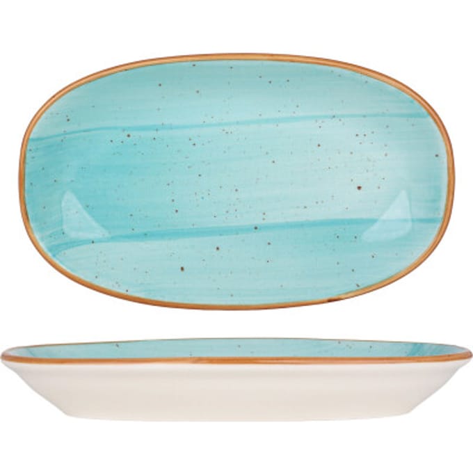 Bonna Serveerschaal - Aqua - Porselein - 24x14 cm - set van 2