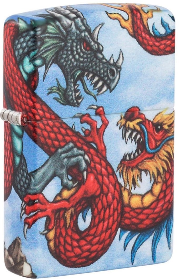 Zippo Benzine Aansteker Fighting Dragon 540° Color Image